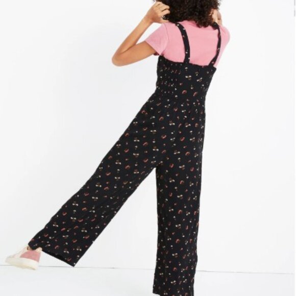 Madewell Smocked Crop Wide Leg Jumpsuit in Flower Toss. 4 - Picture 2 of 8